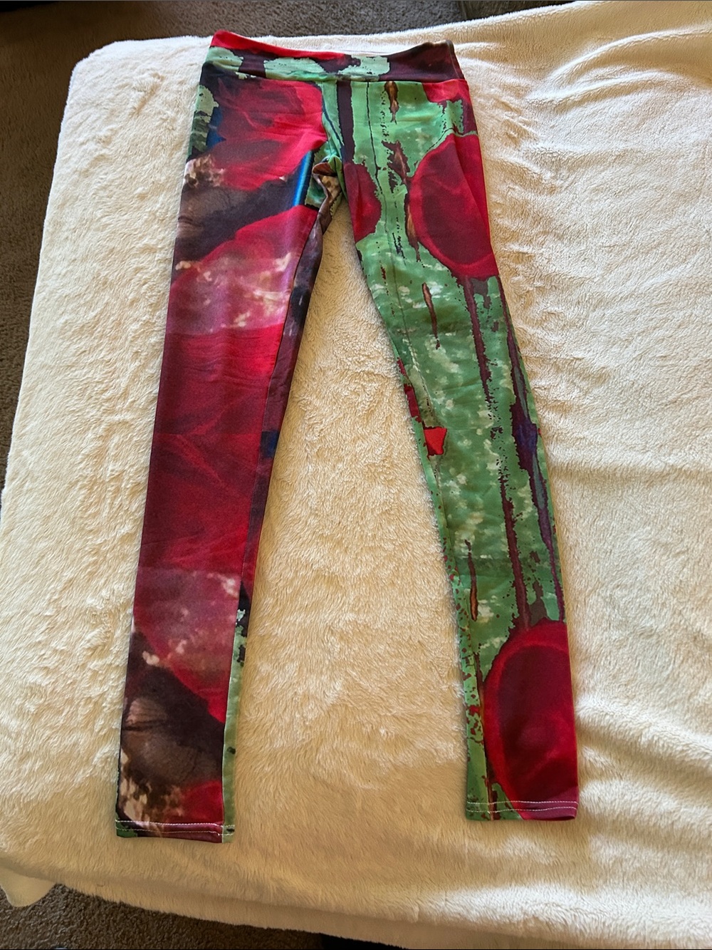 Society6 Red & Green Floral Abstract Leggings